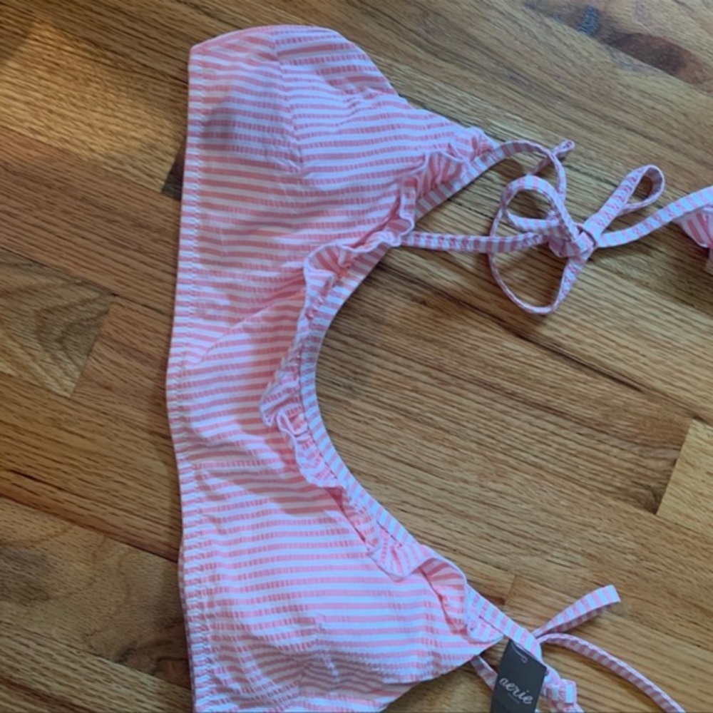 NWT!! American eagle pink & white stripe bikini top - Picture 2 of 4